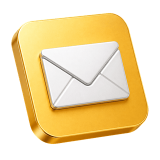Decoratief 3D-icoon van een e-mail op de contactpagina